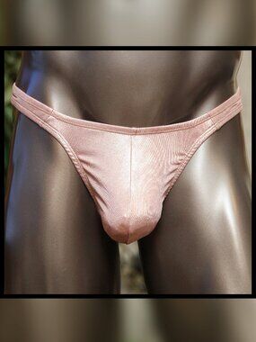 Mens Champagne Shiny 1in Sides Thong Handmade